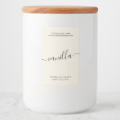Modern ivoor script kaars product label voedselcontainer etiket (Voorkant)