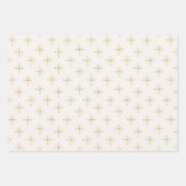 Modern Ivoor Wit | Gold Snow Star Kerstmis Inpakpapier Vel (Voorkant 3)