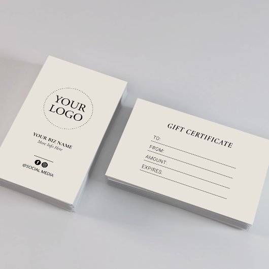 Modern Ivoor Zakelijk Logo Cadeau Certificaat