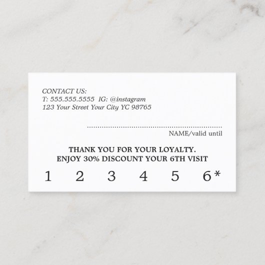 Modern Ivoor Zwart Wit Beauty Bold Salon Klantenkaartje (Achterkant)