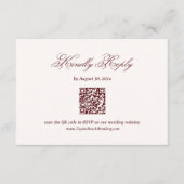 Modern Ivory and Burgundy Wedding RSVP Qr Code Informatiekaartje (Voorkant)