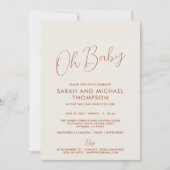Modern ivory Baby Shower Elegant Script Kaart (Voorkant)