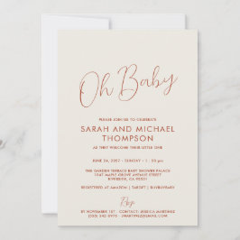 Modern ivory Baby Shower Elegant Script Kaart