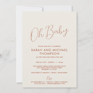 Modern ivory Baby Shower Elegant Script Kaart
