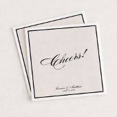 Modern Ivory Black Border Cheers! Wedding Servet