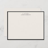 Modern Ivory Black Border Script Font Note Card Kaart (Voorkant / Achterkant)