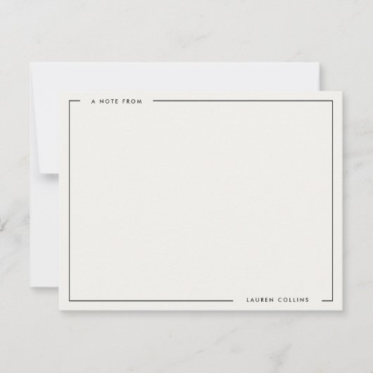 Modern Ivory Black Border Stationery Note Card Kaart (Voorkant)