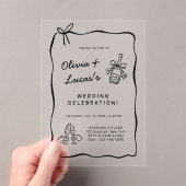 Modern Ivory & Black Hand-Drawn Wedding  Acryl Uitnodigingen (Insitu (Draagbaar))