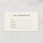 Modern Ivory Business Logo Cadeaubon Visitekaartje (Achterkant)