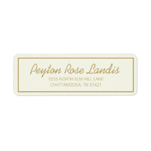 Modern ivory Cream Gold Script Etiket