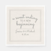 Modern ivory Cream Wedding Sweet Einding New Begin Servet (Voorkant)