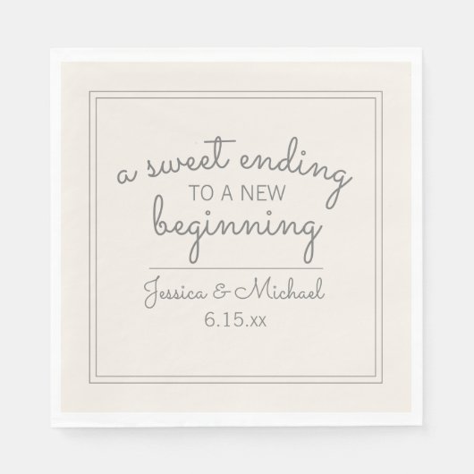 Modern ivory Cream Wedding Sweet Einding New Begin Servet (Voorkant)