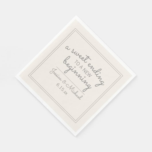 Modern ivory Cream Wedding Sweet Einding New Begin Servet (Hoek)