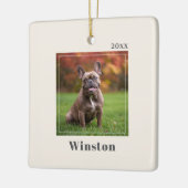 Modern Ivory Custom Pet Name Photo Keramisch Ornament (Links)