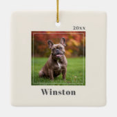 Modern Ivory Custom Pet Name Photo Keramisch Ornament (Achterkant)