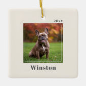 Modern Ivory Custom Pet Name Photo Keramisch Ornament (Voorkant)