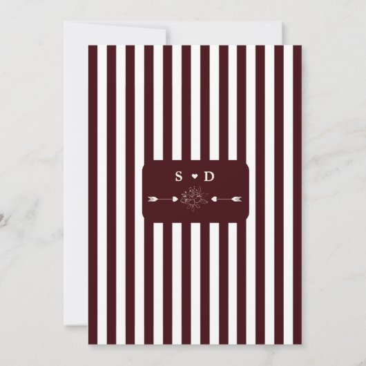 Modern Ivory Deep Burgundy Monogram Wedding Kaart (Achterkant)