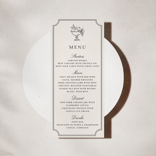 Modern Ivory Double Frame Elegant Wedding Menu Kaart
