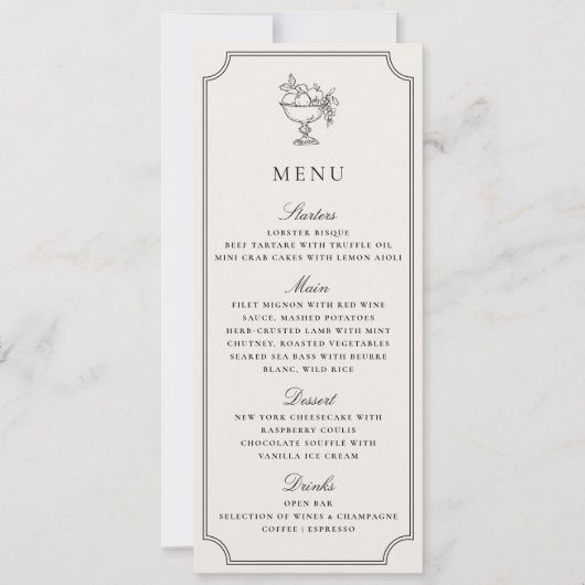 Modern Ivory Double Frame Elegant Wedding Menu Kaart (Voorkant)