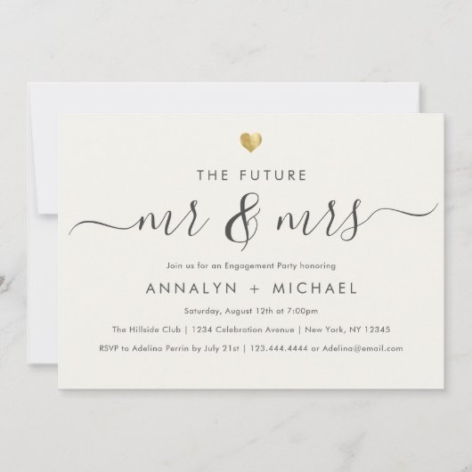 Modern Ivory Future Mr. en Mrs Engagement Party Kaart (Voorkant)