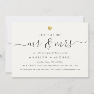 Modern Ivory Future Mr. en Mrs Engagement Party Kaart