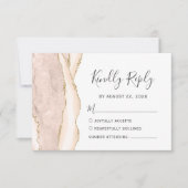 Modern Ivory Gold Agate Wedding RSVP Kaartje (Voorkant)
