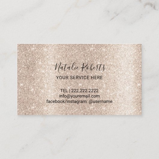Modern Ivory Gold Glitter Beauty Salon Spa Klantenkaartje (Achterkant)