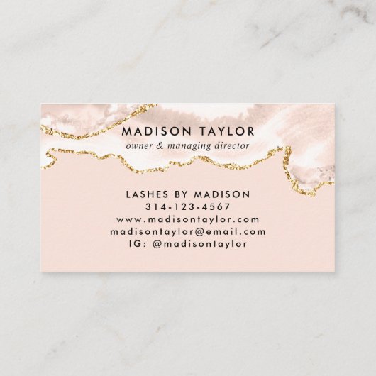 Modern ivory Gold Glitter Marble Agate Monogram Visitekaartje (Achterkant)