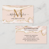 Modern ivory Gold Glitter Marble Agate Monogram Visitekaartje (Voorkant / Achterkant)