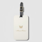 Modern Ivory Gold minimalistisch monogram Bagagelabel (Voorkant (verticaal))