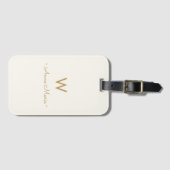 Modern Ivory Gold minimalistisch monogram Bagagelabel (Voorkant (horizontaal))
