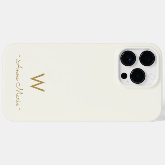 Modern ivory Gold Script Monogram Case-Mate iPhone Case (Achterkant (horizontaal))