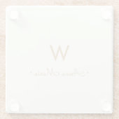Modern ivory Gold Script Monogram Glazen Onderzetter (Achterkant)