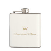 Modern ivory Gold Script Monogram Heupfles (Voorkant)