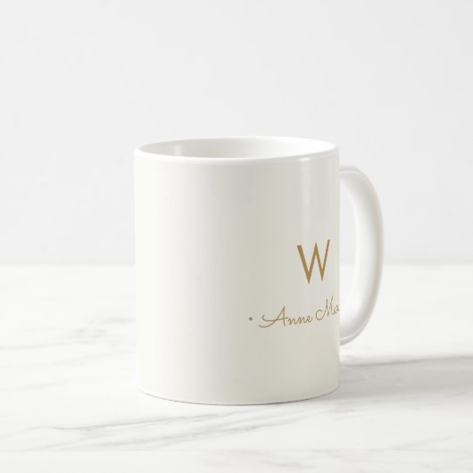 Modern ivory Gold Script Monogram Koffiemok (Voorkant rechts)