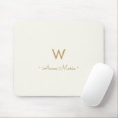 Modern ivory Gold Script Monogram Muismat (Met muis)