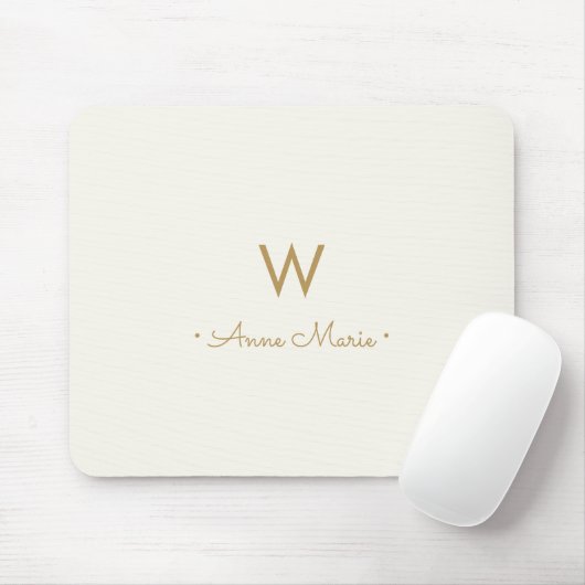 Modern ivory Gold Script Monogram Muismat (Met muis)