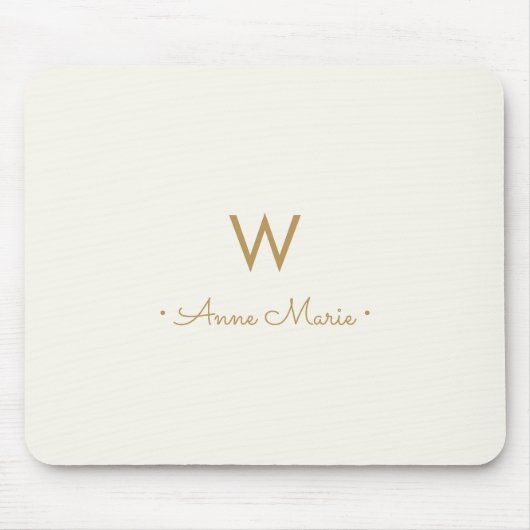 Modern ivory Gold Script Monogram Muismat (Voorkant)