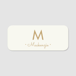 Modern ivory Gold Script Monogram Naamplaatje