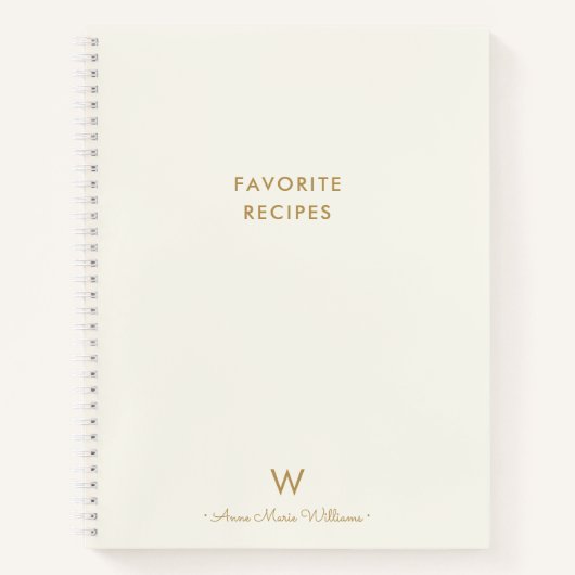 Modern ivory Gold Script Monogram Notitieboek (Voorkant)
