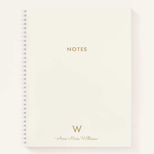 Modern ivory Gold Script Monogram Notitieboek (Voorkant)