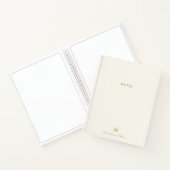 Modern ivory Gold Script Monogram Notitieboek (Binnen)