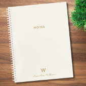 Modern ivory Gold Script Monogram Notitieboek