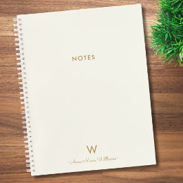 Modern ivory Gold Script Monogram Notitieboek