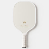 Modern ivory Gold Script Monogram Pickleball Paddle (Achterkant)