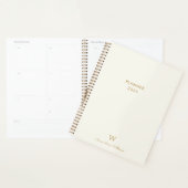 Modern ivory Gold Script Monogram Planner (Display)