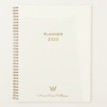 Modern ivory Gold Script Monogram Planner<br><div class="desc">Moderne Ivory Gold Script Monogram Planner. Een modern,  elegant monogram ontwerp met gouden handgeschreven minimalistische scripttypografie en sans serif bloktypografie op een elegante bleke pastelivoren achtergrond. Het monogram en de naam kunnen gemakkelijk worden gepersonaliseerd.</div>