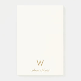 Modern ivory Gold Script Monogram Post-it® Notes