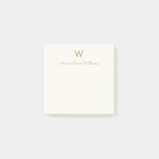Modern Ivory Gold Script Monogram Post-it® Notes (Voorkant)
