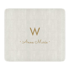 Modern ivory Gold Script Monogram Snijplank